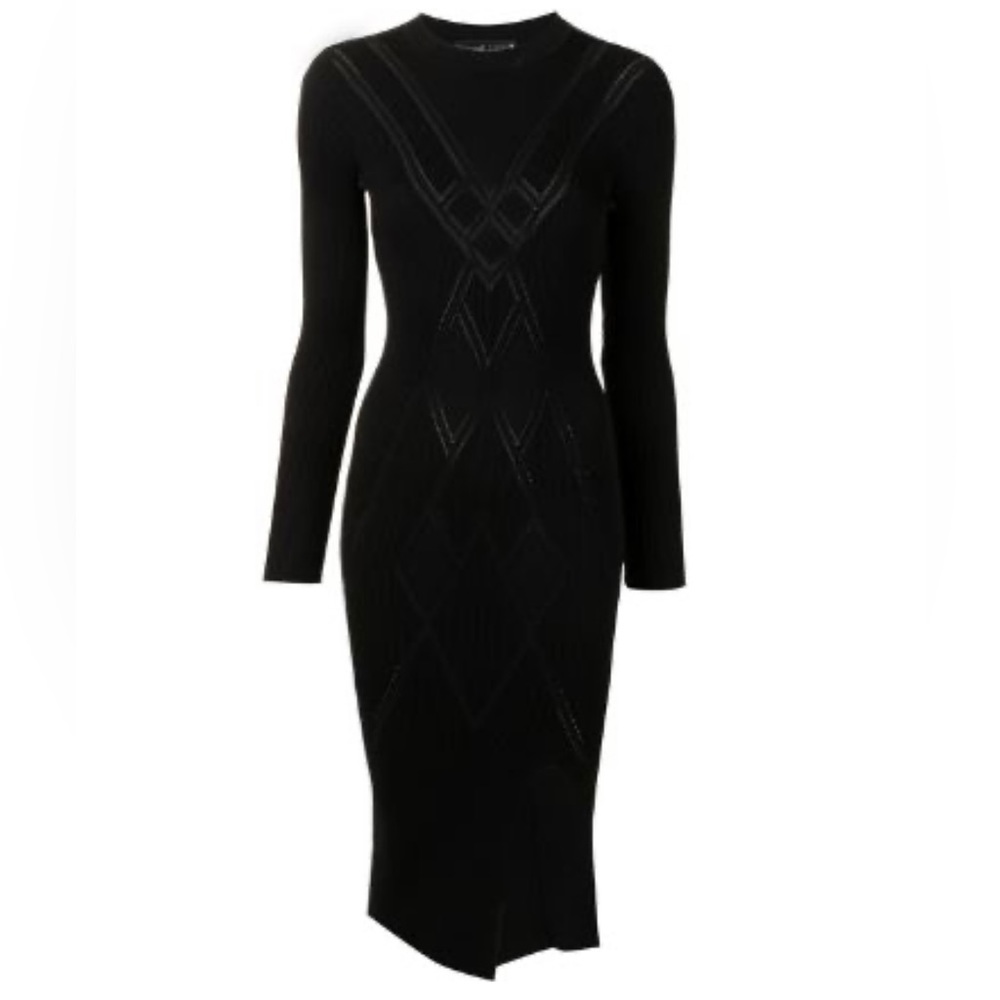 Emily Long-Sleeve Diamond-Knit Dress Sz Large